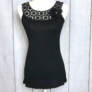 Candies Black Floral Lace Tank Blouse